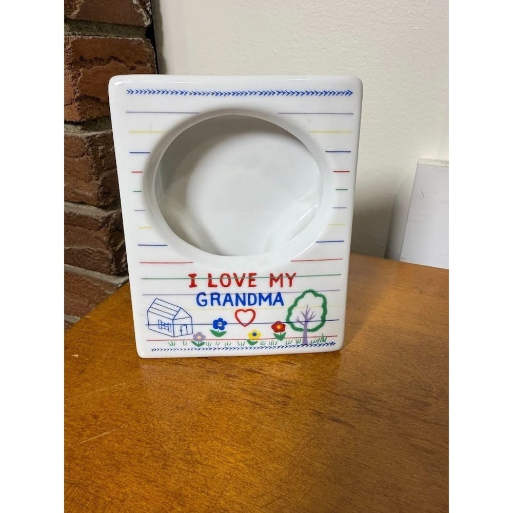 Vintage 1990s I Love My Grandma Ceramic Picture Frame Russ Berrie Grandma Gift